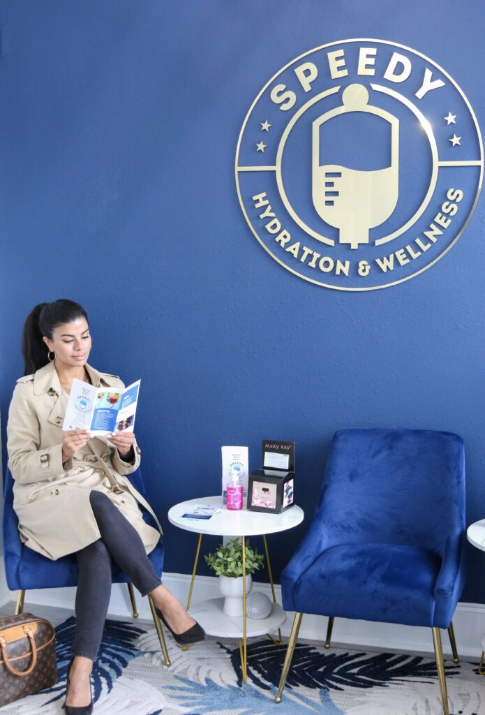 Female Customer sitting in the waiting room.